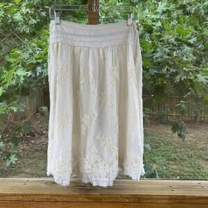 120% Lino Women's 100% Linen Lace Skirt Size 00 27" Waist
